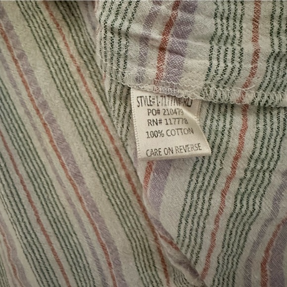 007.NWT Natural/Lilac/Green Stripe Babydoll V-Neck Dress - Picture 7 of 12